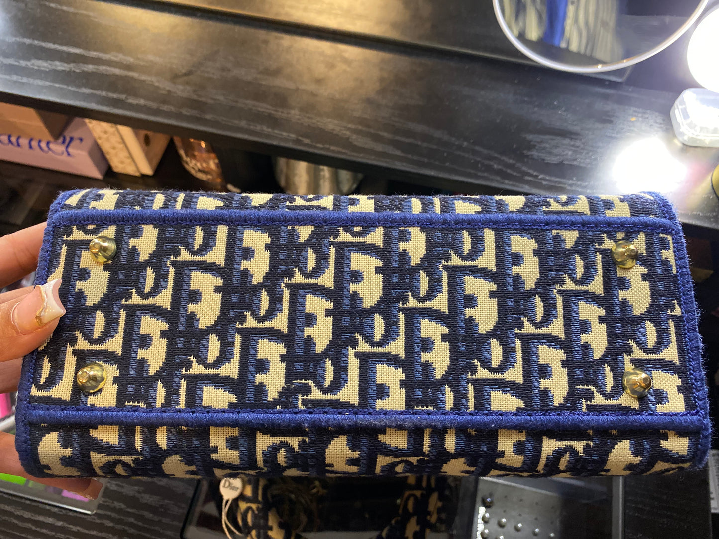 Christian Dior, Blue And White Tote Purse