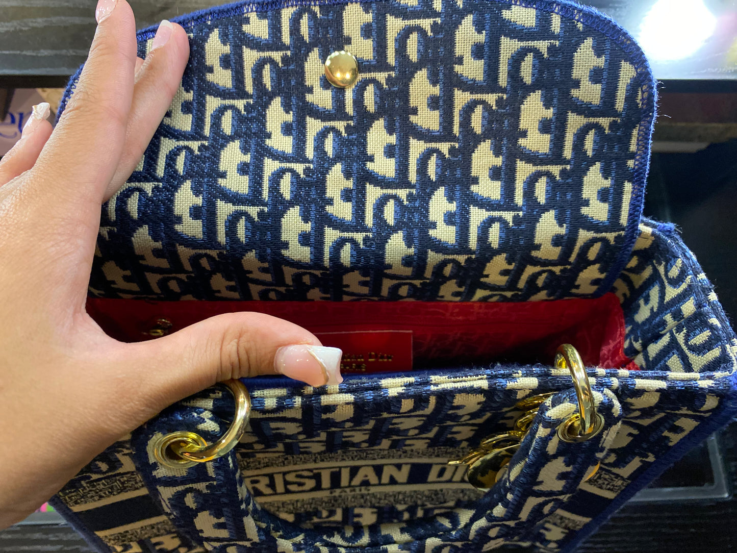 Christian Dior, Blue And White Tote Purse