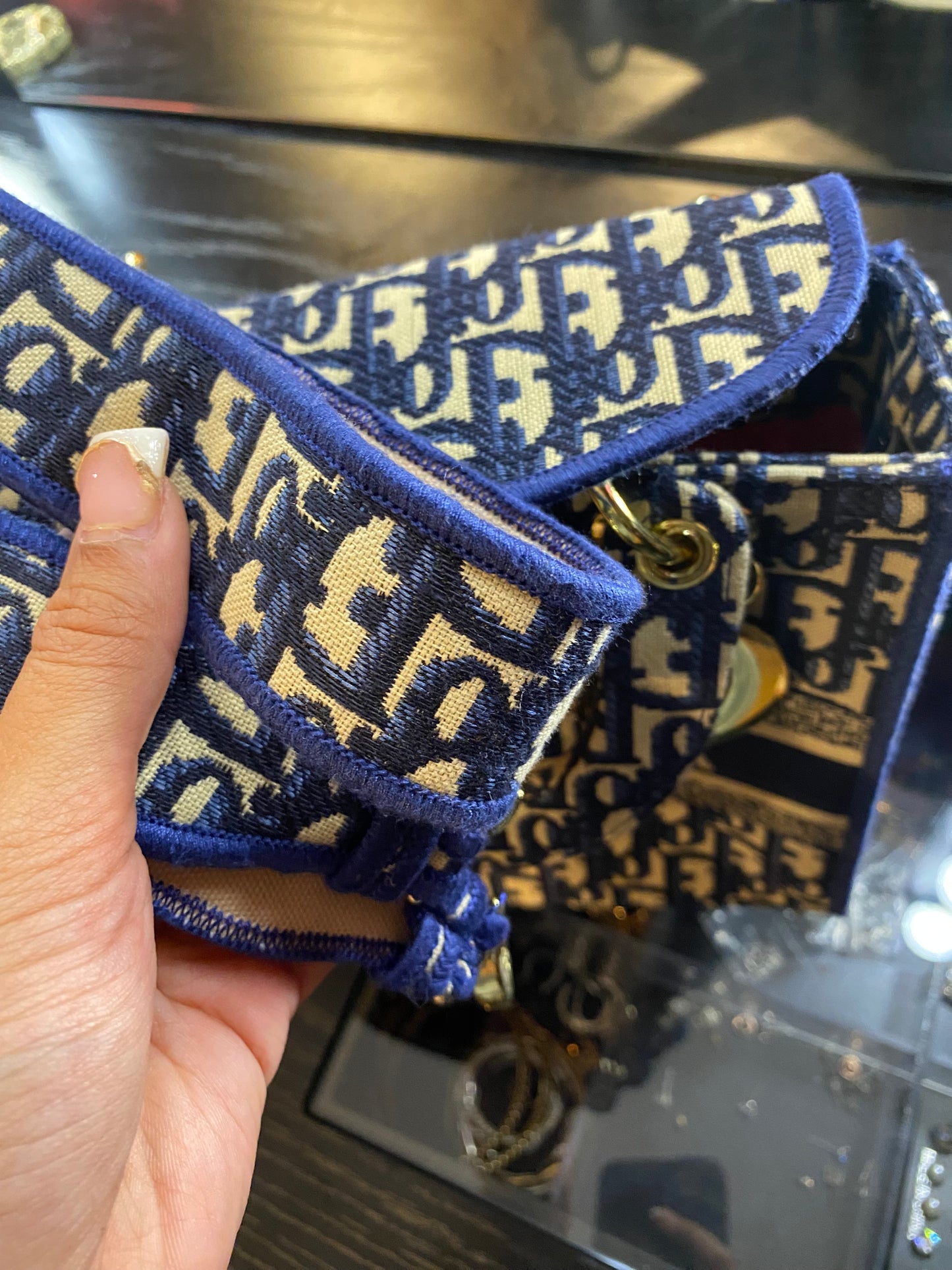 Christian Dior, Blue And White Tote Purse