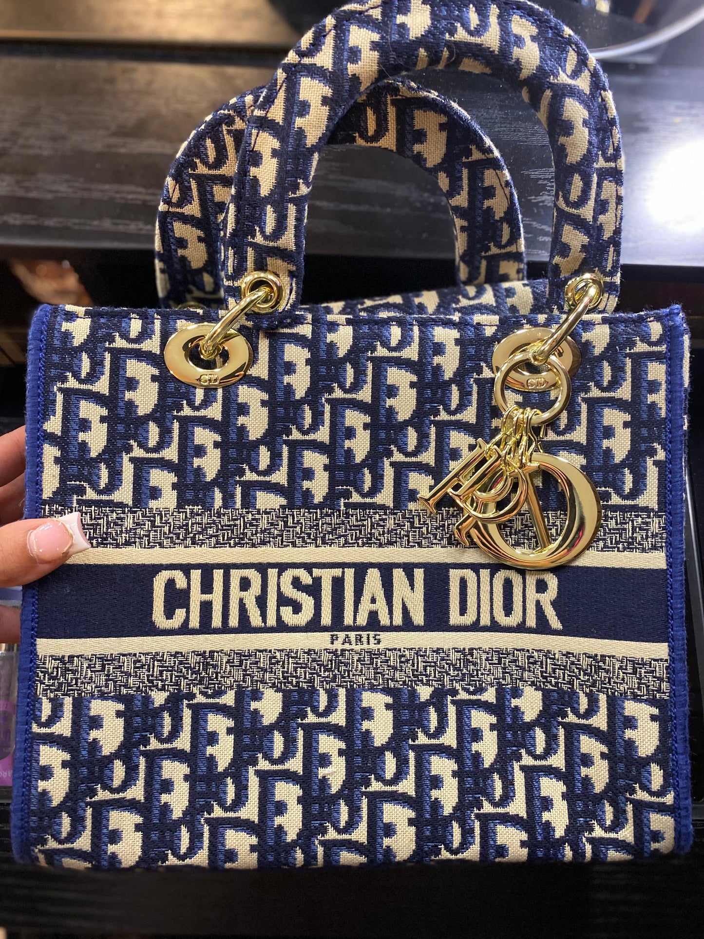 Christian Dior, Blue And White Tote Purse
