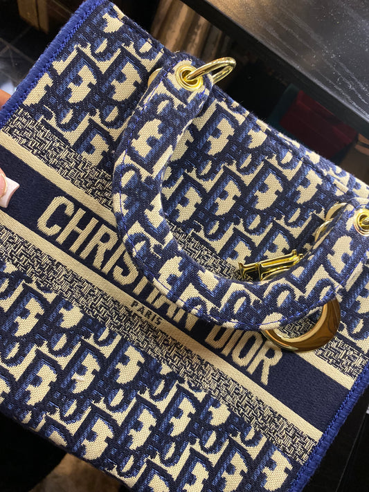 Christian Dior, Blue And White Tote Purse